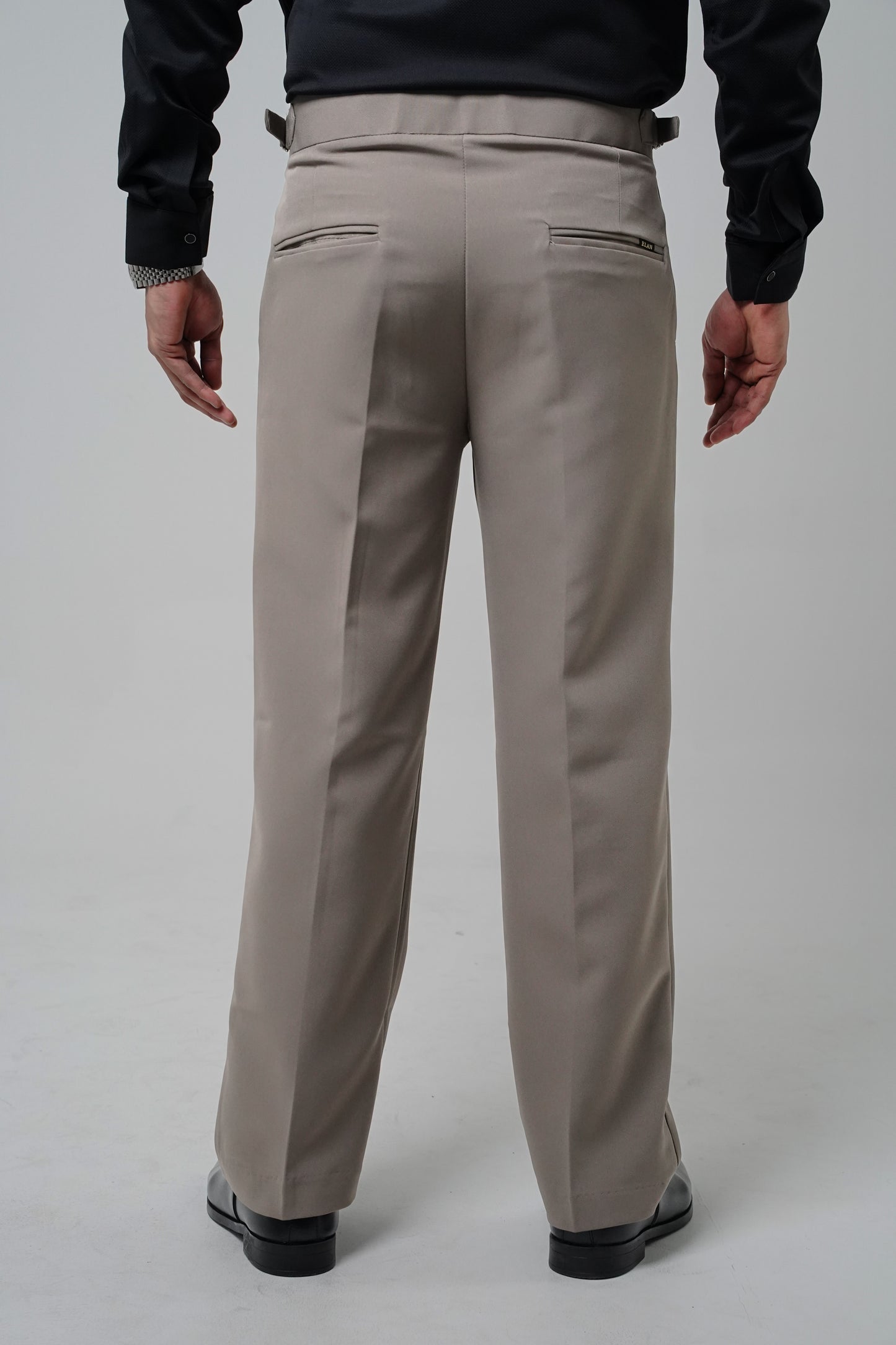 Pleated Dark Grey Gurkha Straight fit Trousers