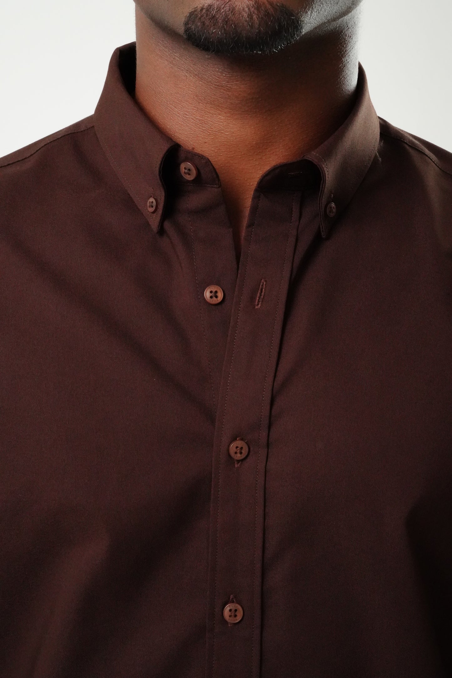 Espresso Brown Poly Lycra Regular Fit Shirt