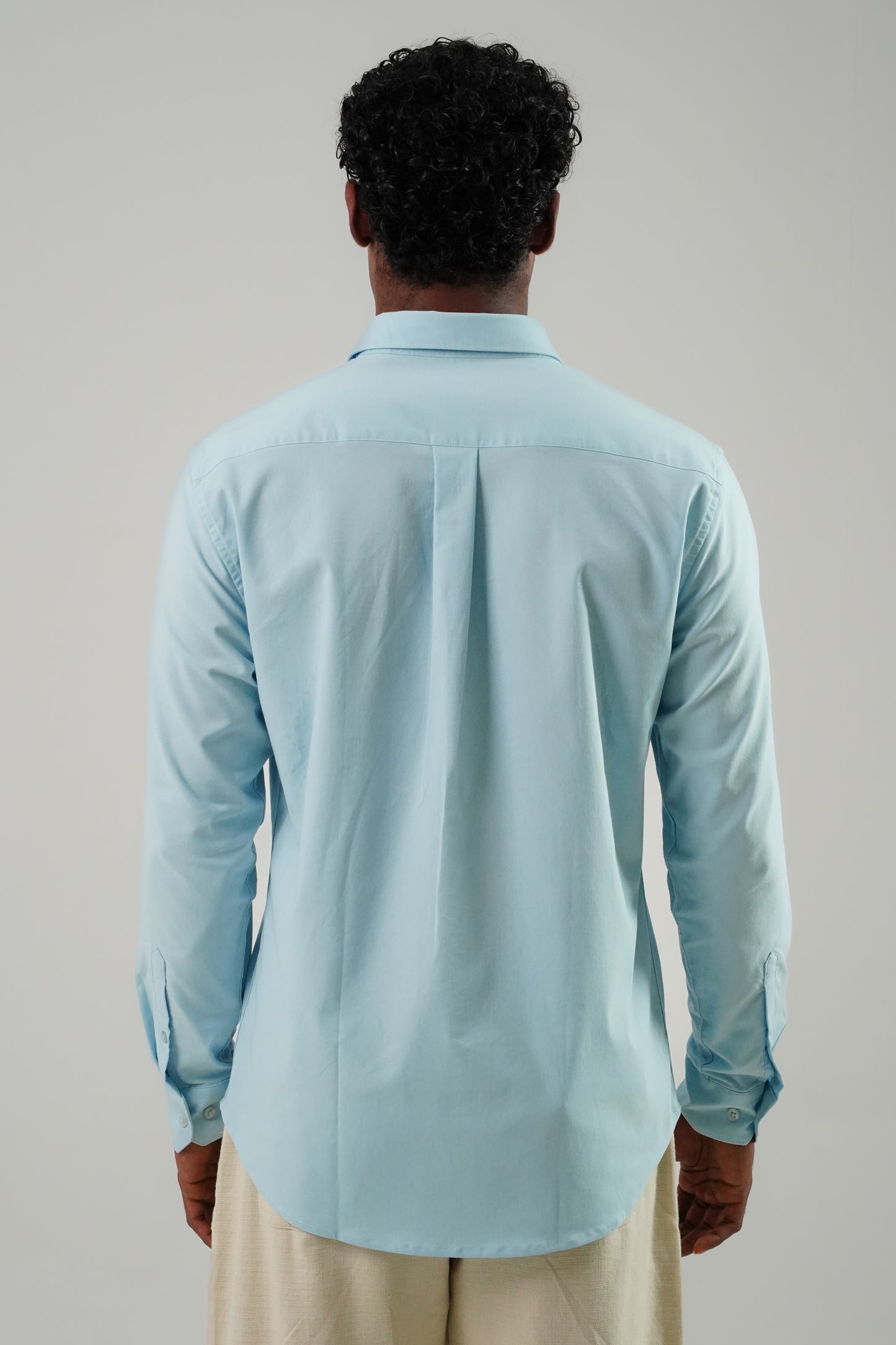 Sky Blue Poly Lycra Regular Fit Shirt