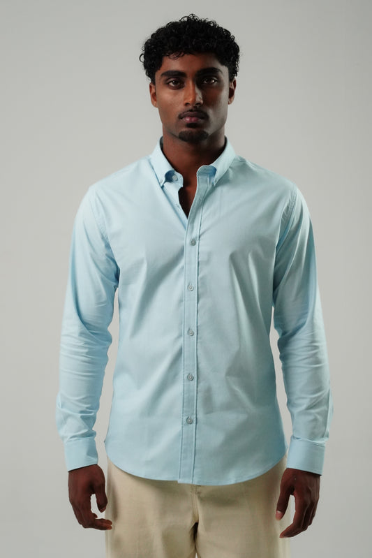 Sky Blue Poly Lycra Regular Fit Shirt