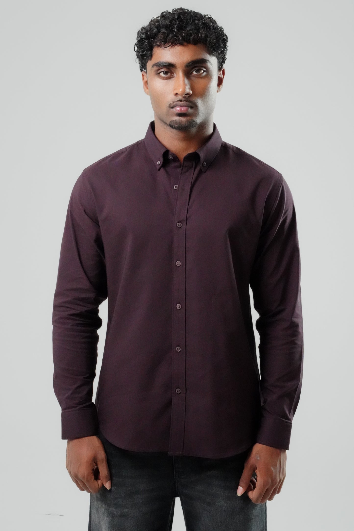 Chocolate Brown Poly Lycra Regular Fit Shirt