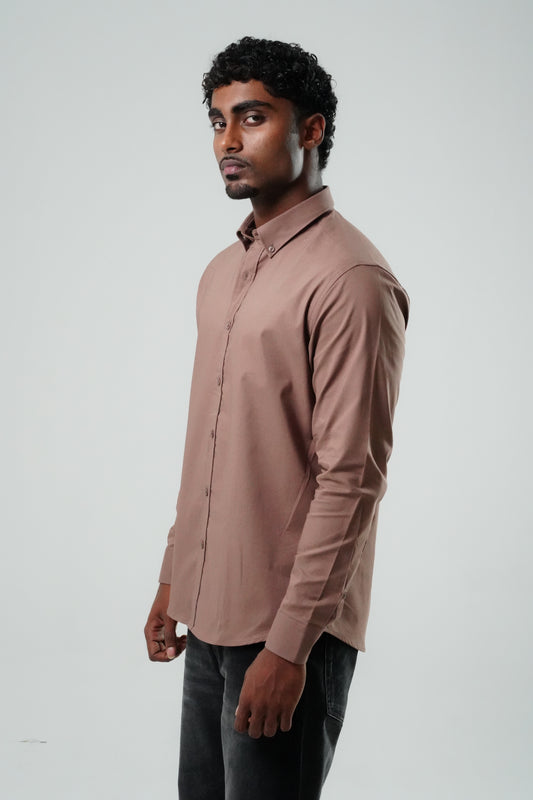 Mushroom Brown Poly Lycra Regular Fit Shirt