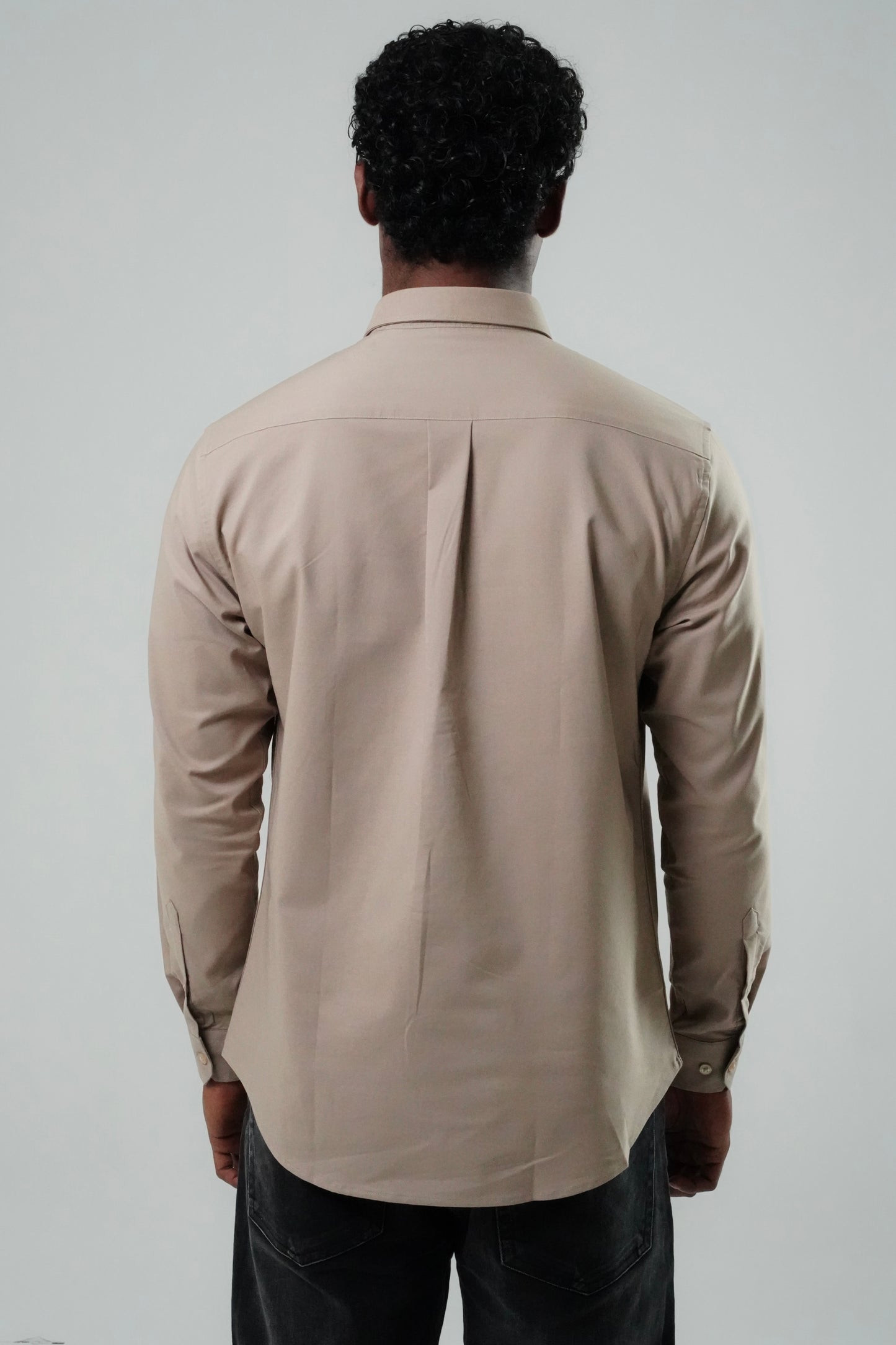 Stone Beige Poly Lycra Regular Fit Shirt