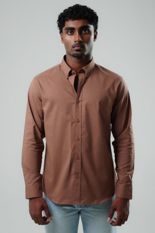 Cocoa Brown Poly Lycra Regular Fit Shirt