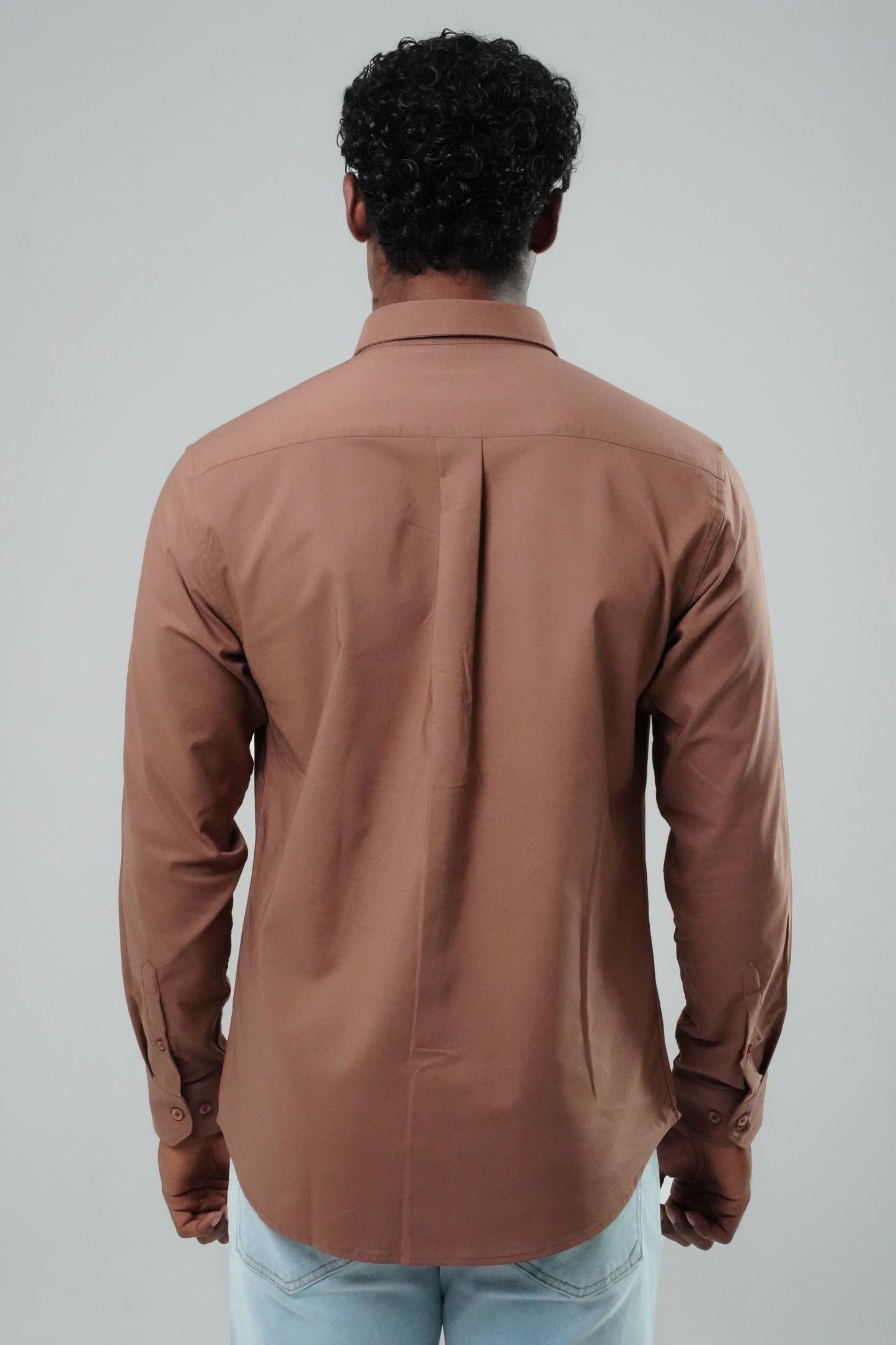 Cocoa Brown Poly Lycra Regular Fit Shirt
