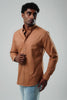 Caramel Brown Poly Lycra Regular Fit Shirt