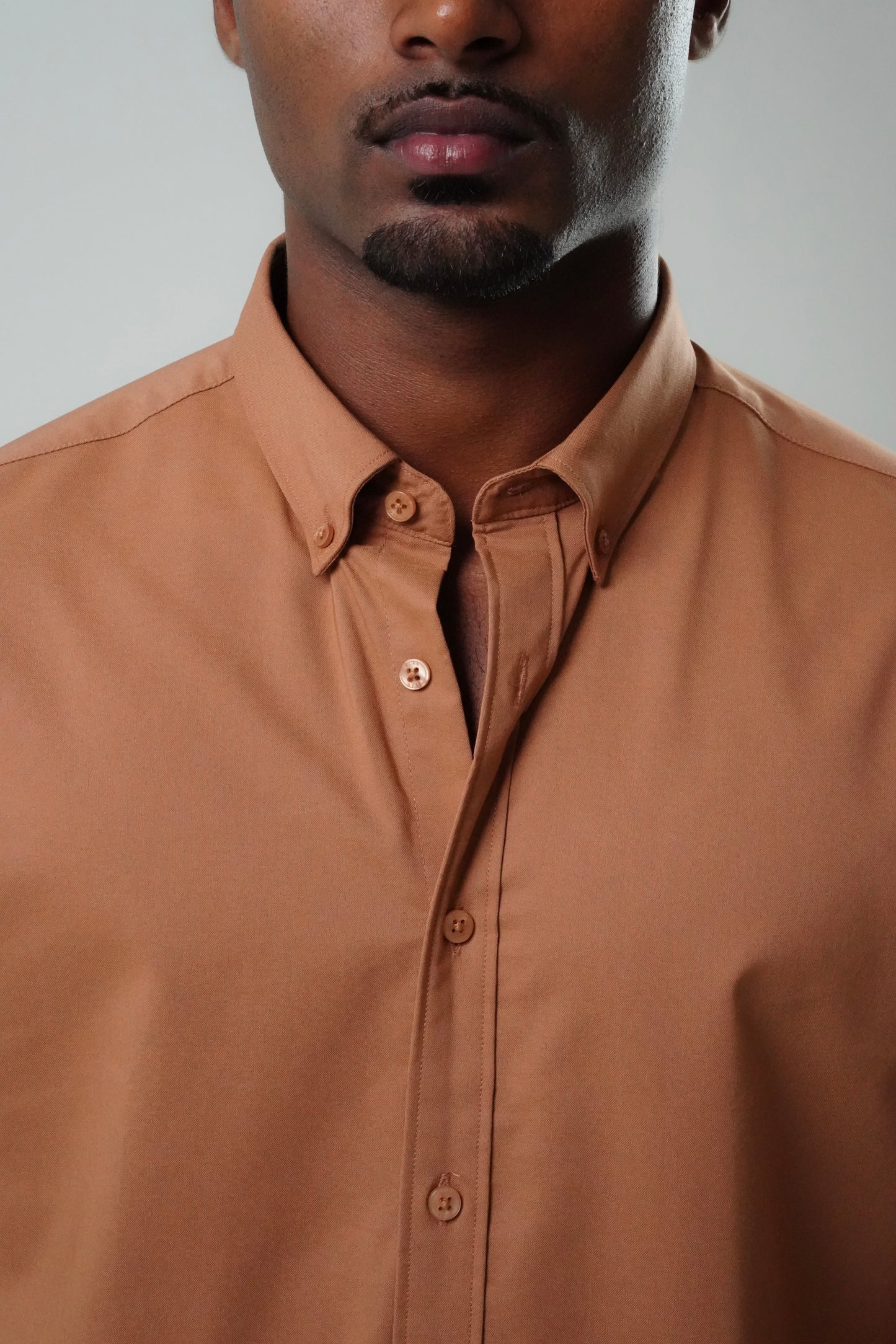 Caramel Brown Poly Lycra Regular Fit Shirt