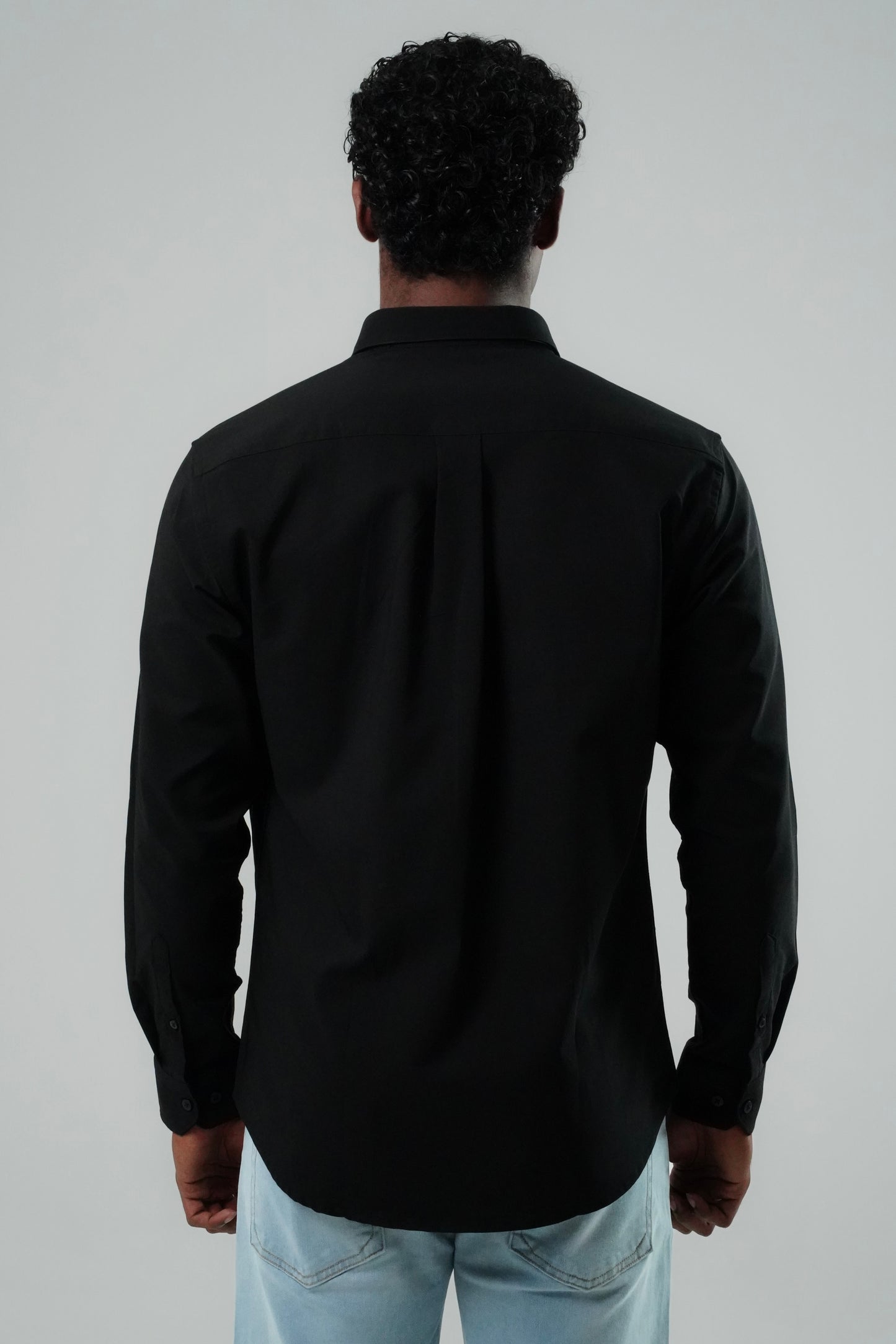 Black Poly Lycra Regular Fit Shirt