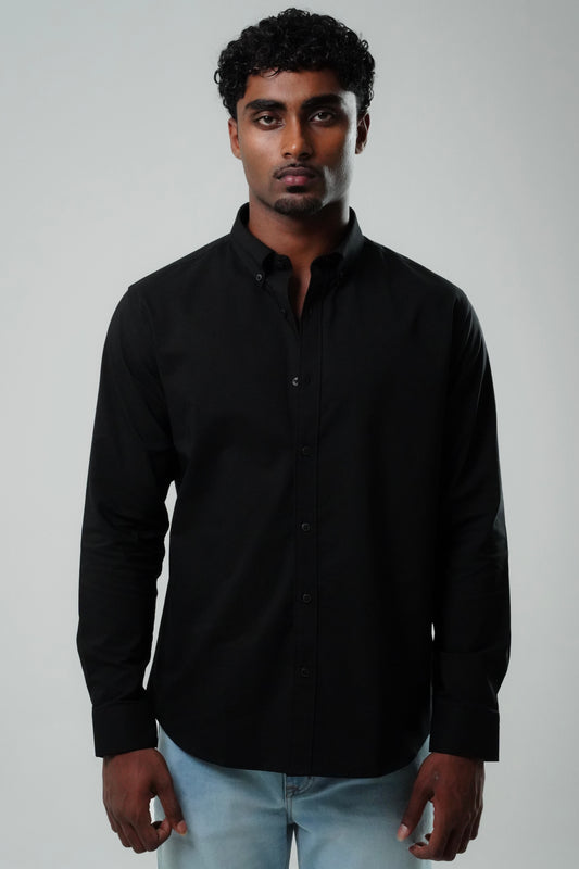 Black Poly Lycra Regular Fit Shirt
