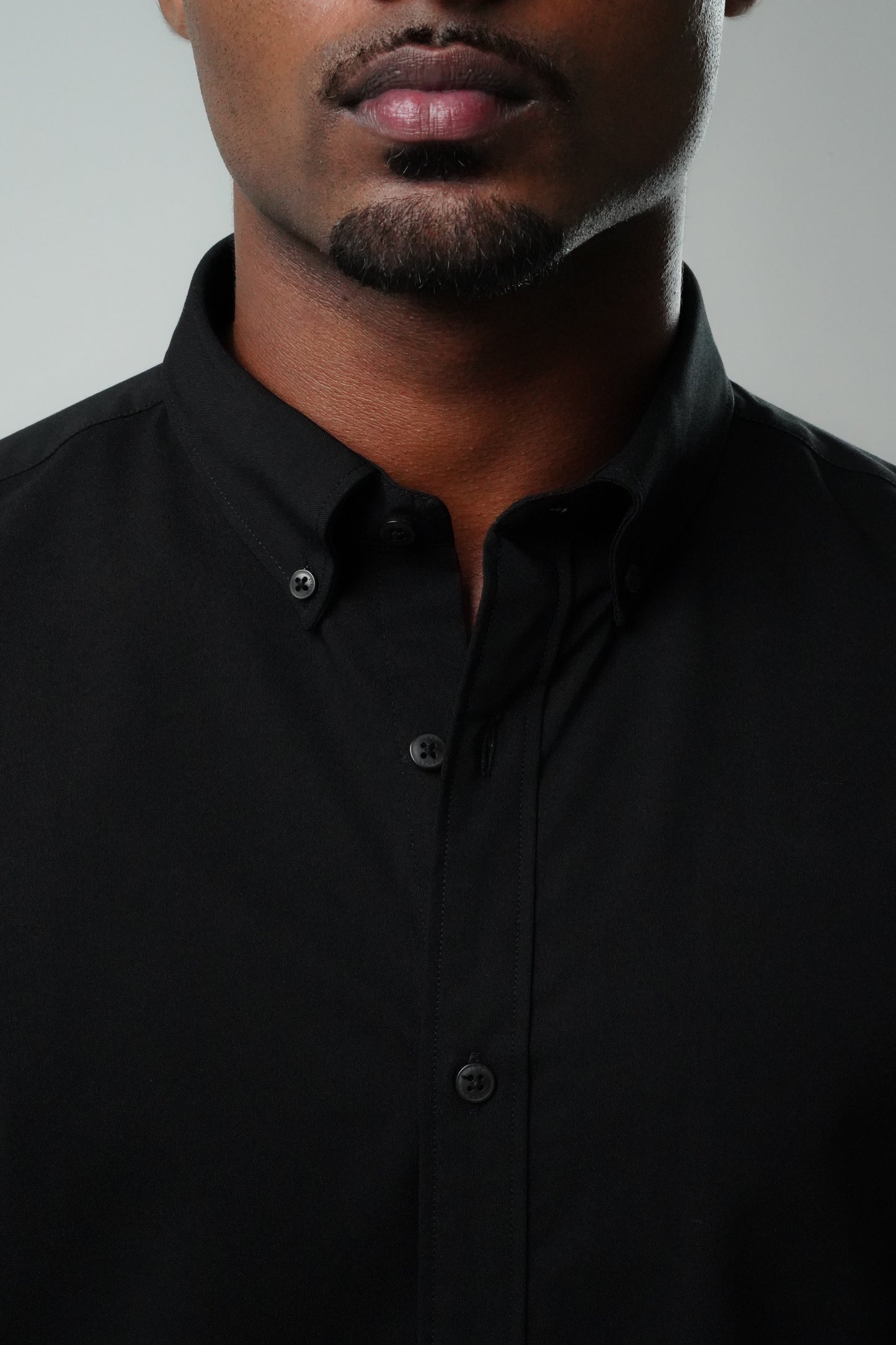 Black Poly Lycra Regular Fit Shirt