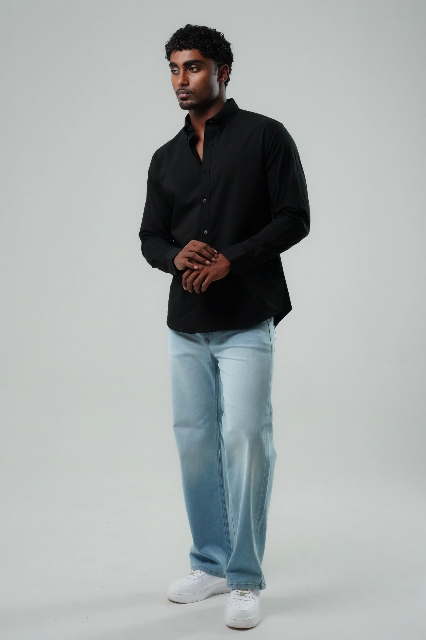 Black Poly Lycra Regular Fit Shirt