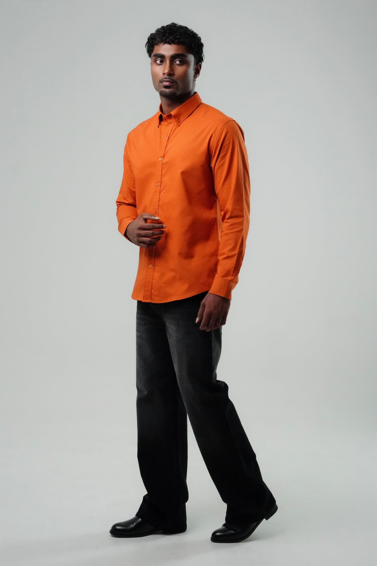 Burnt Orange Poly Lycra Regular Fit Shirt