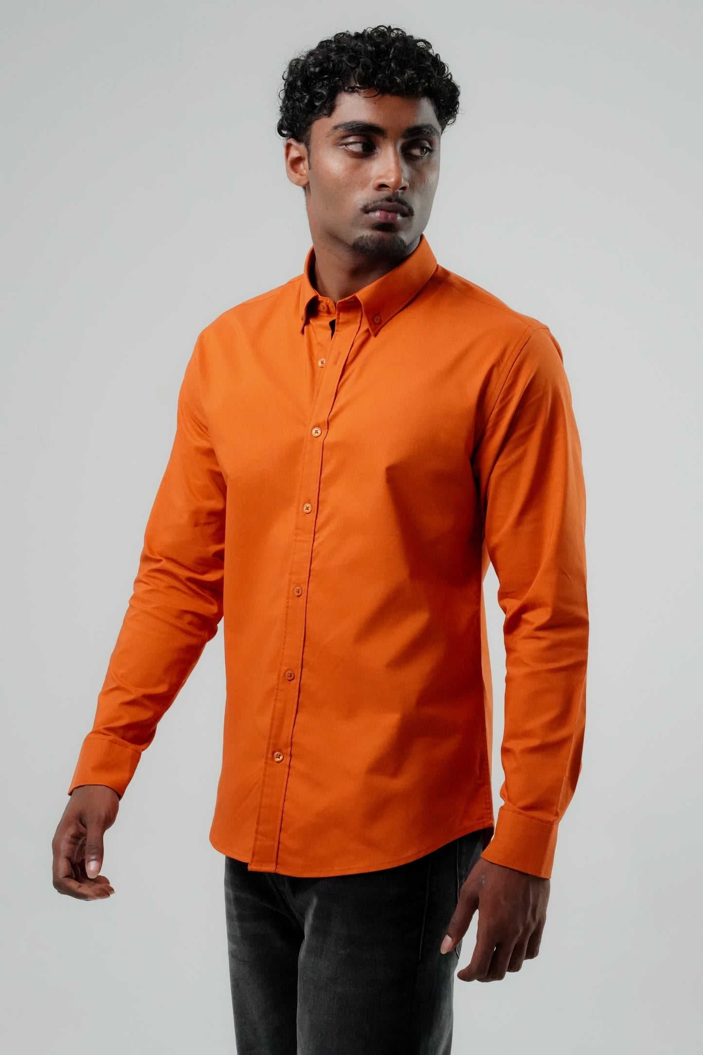 Burnt Orange Poly Lycra Regular Fit Shirt