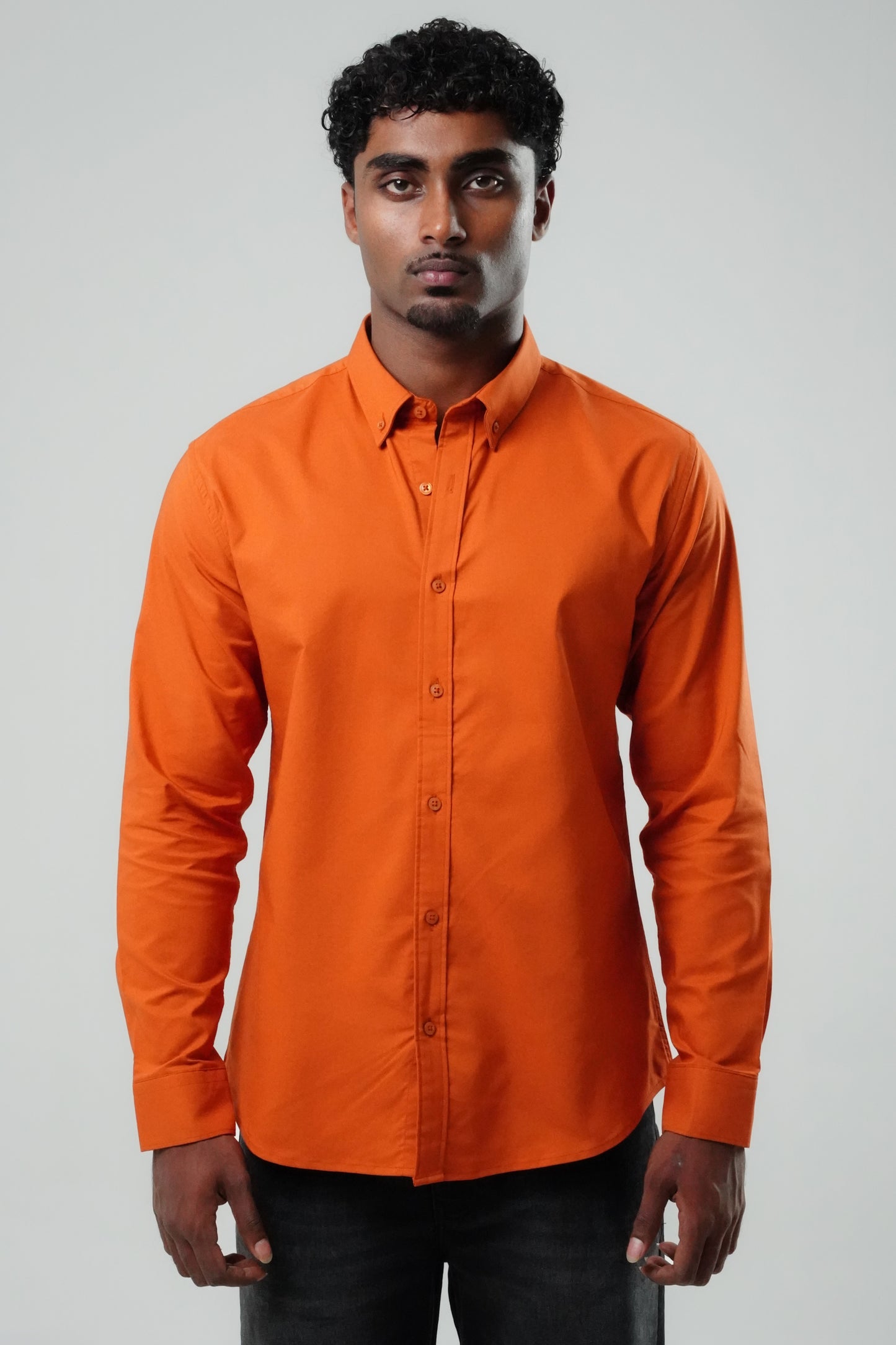 Burnt Orange Poly Lycra Regular Fit Shirt