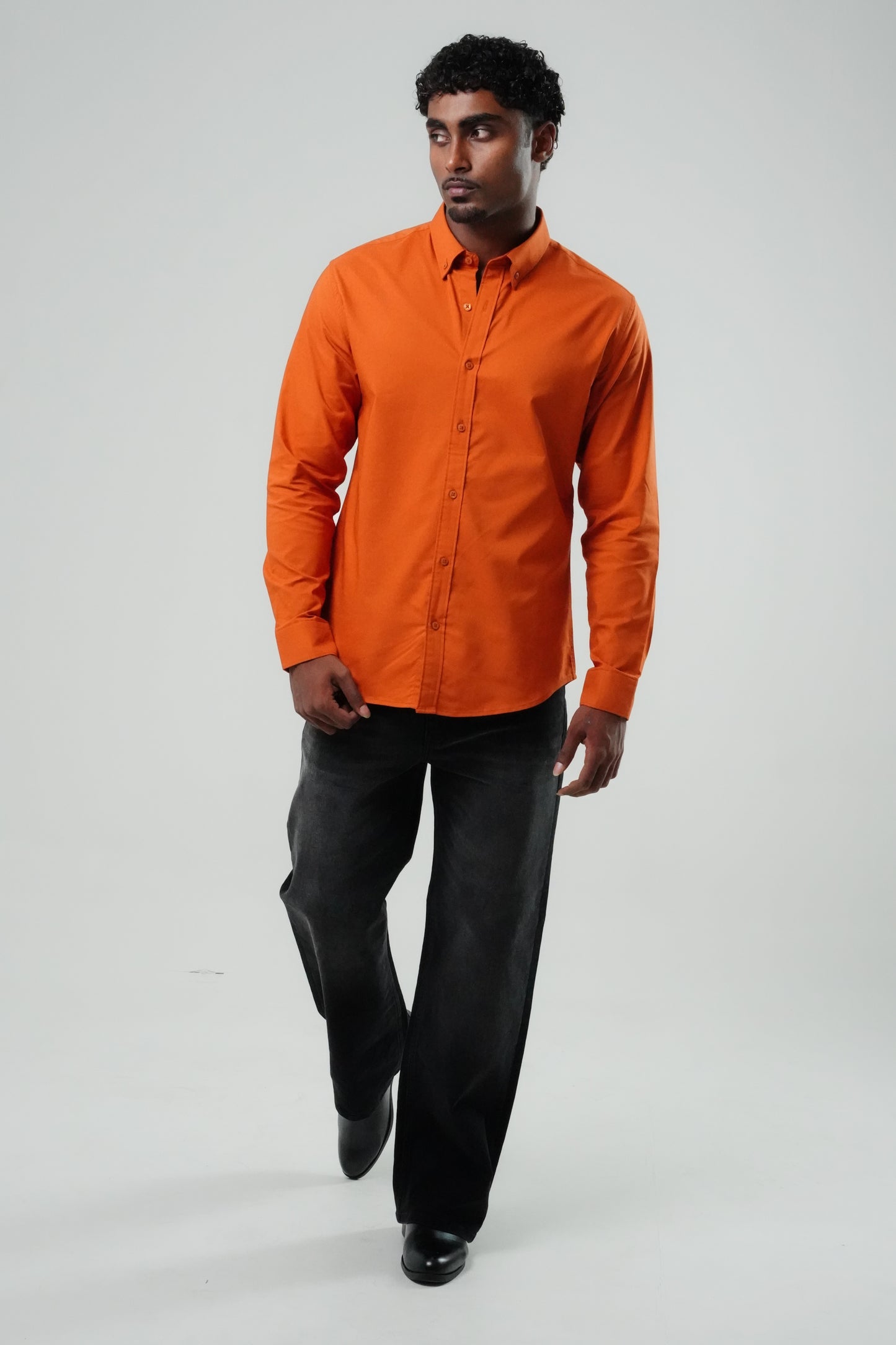 Burnt Orange Poly Lycra Regular Fit Shirt