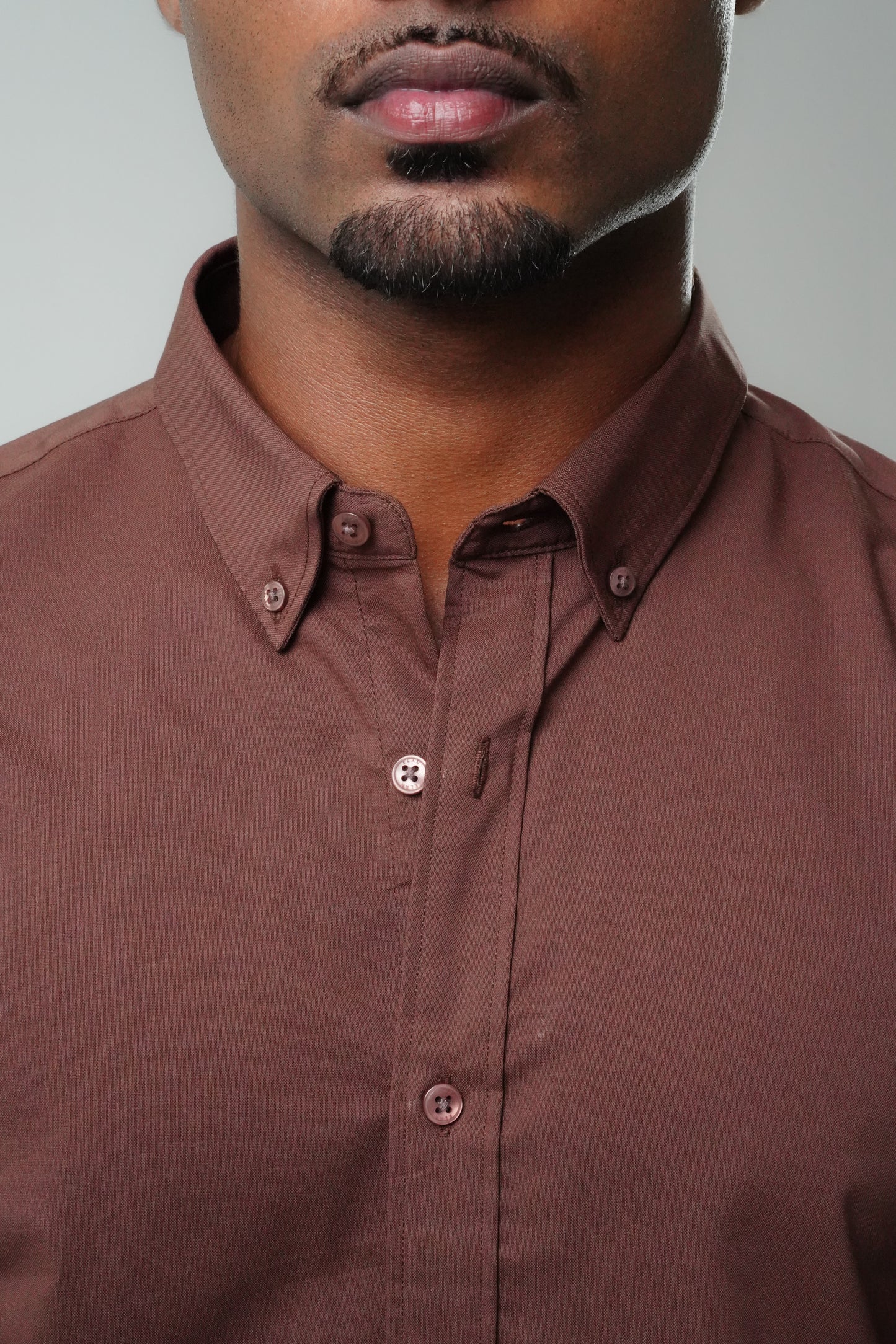 Coffee Brown Poly Lycra Regular Fit Shirt