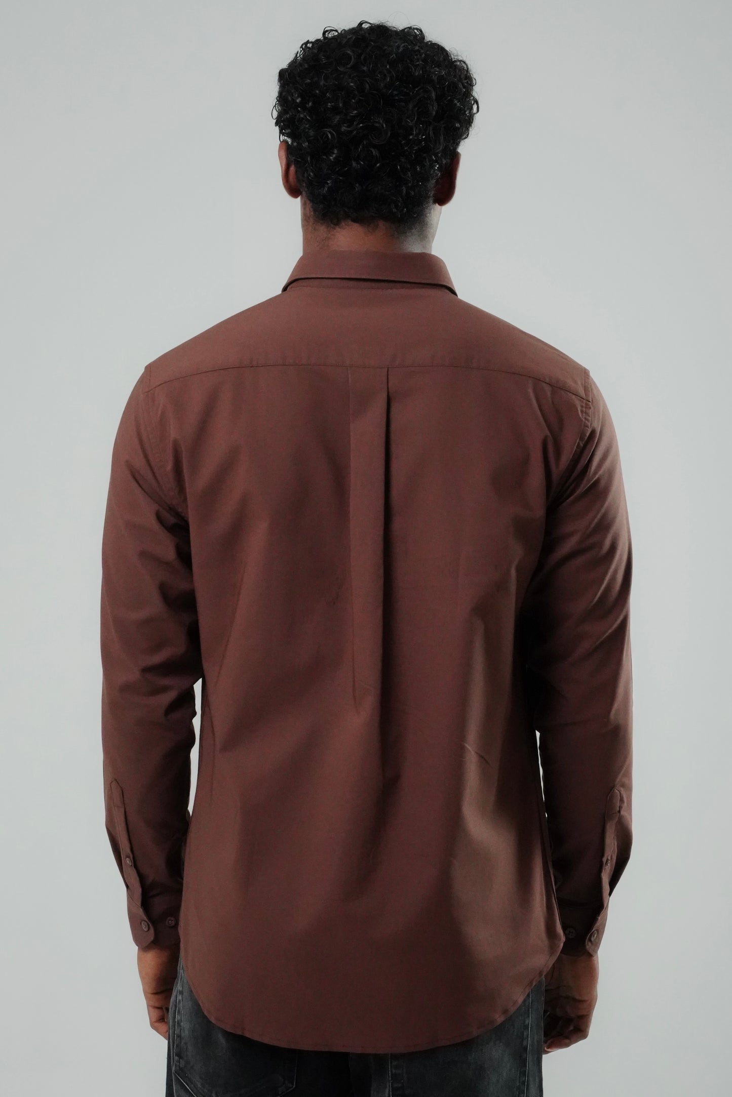 Coffee Brown Poly Lycra Regular Fit Shirt