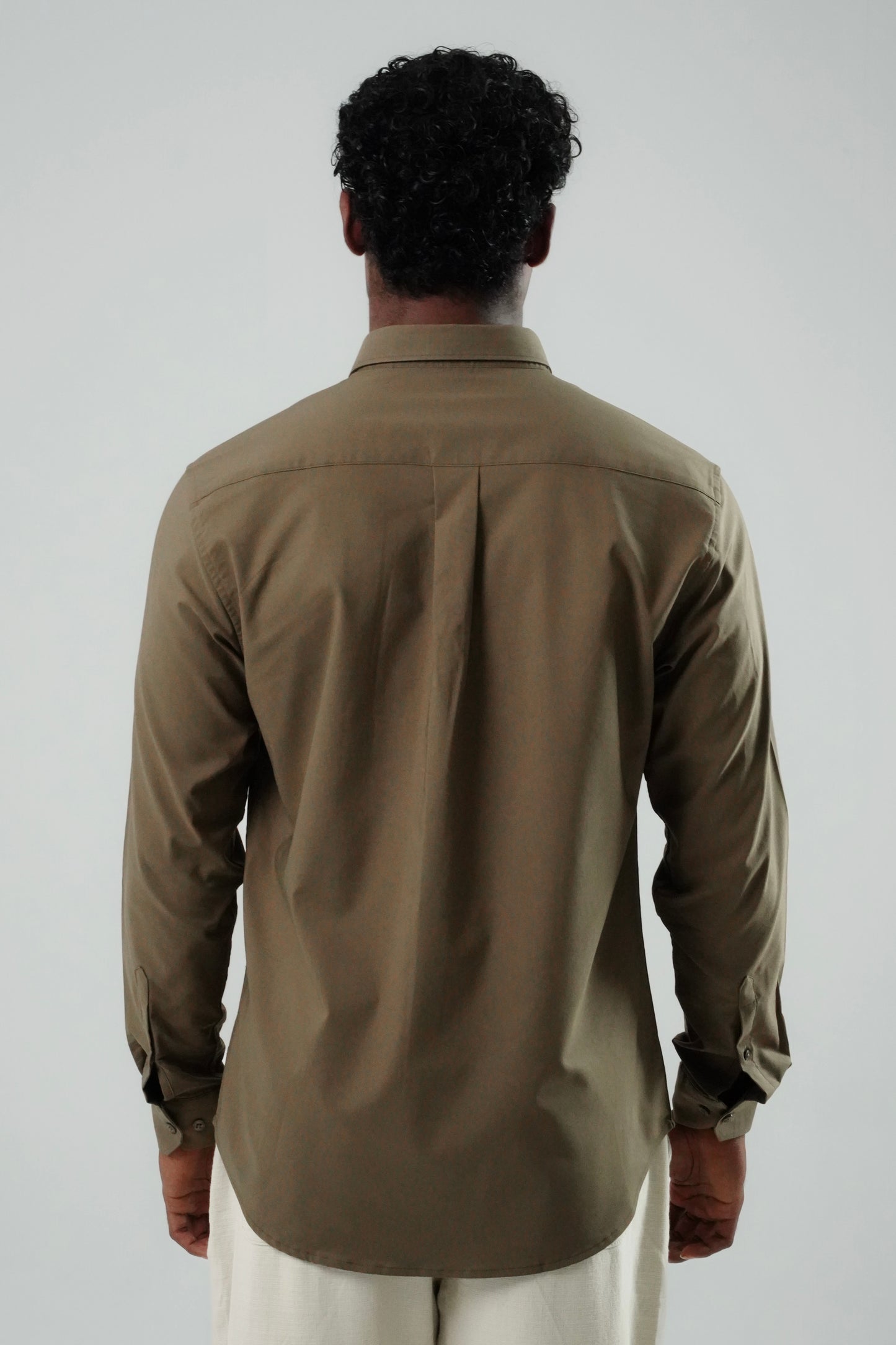 Earth Brown Poly Lycra Regular Fit Shirt