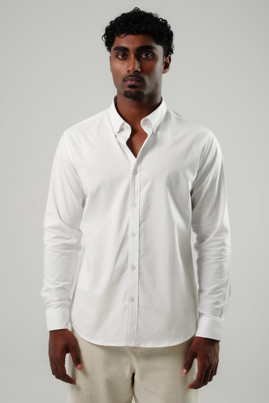 White Poly Lycra Regular Fit Shirt