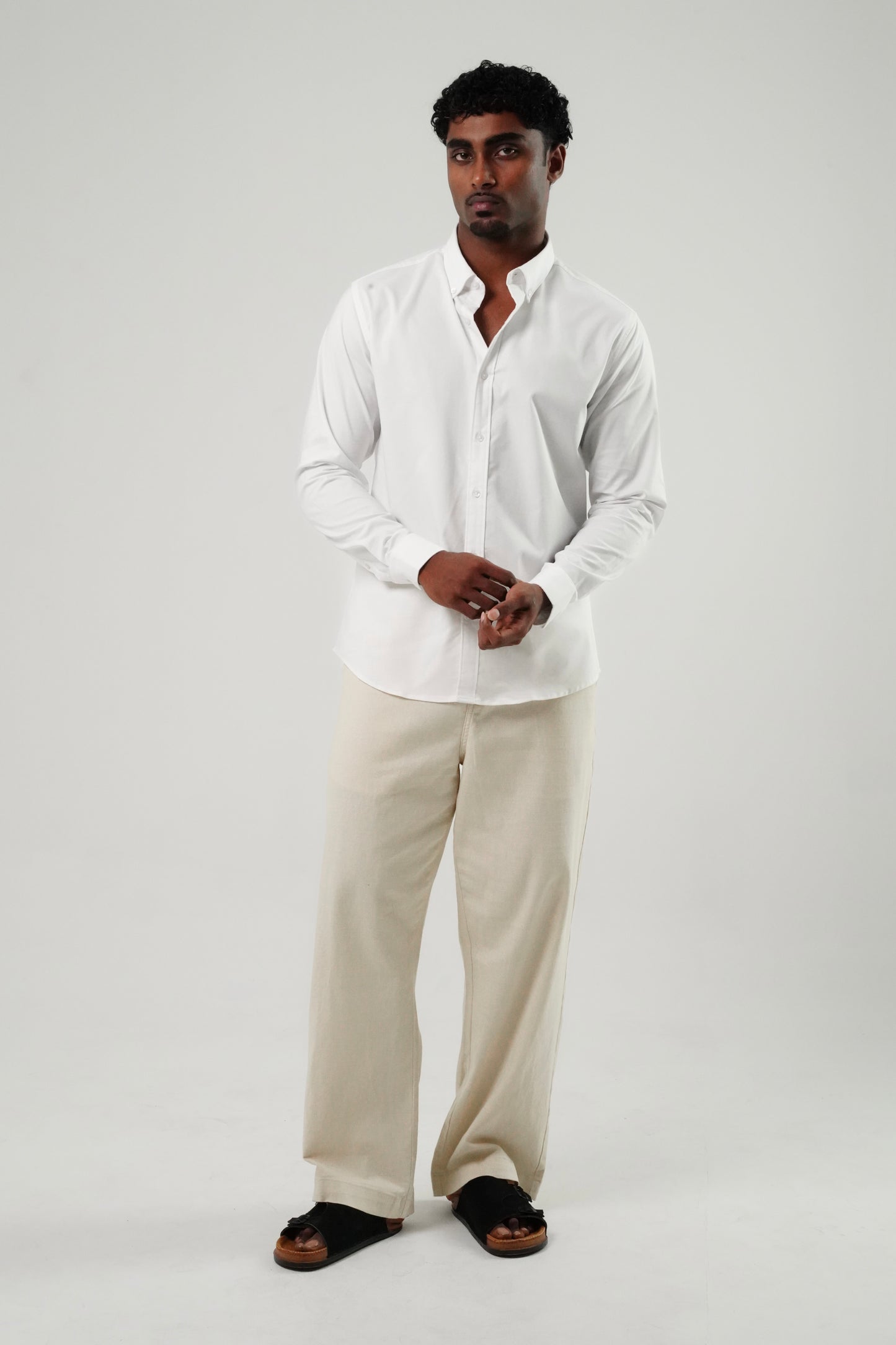 White Poly Lycra Regular Fit Shirt