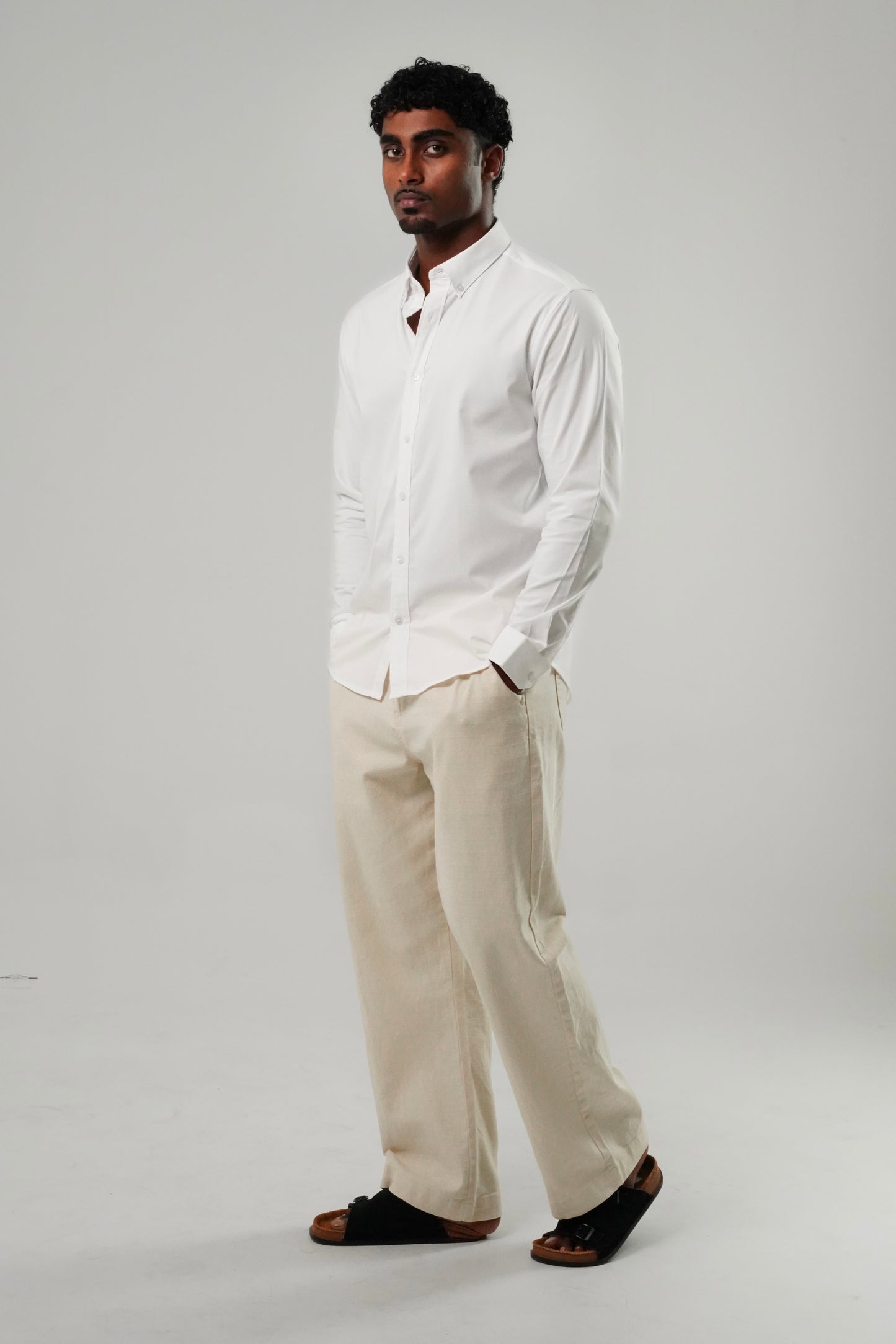 White Poly Lycra Regular Fit Shirt