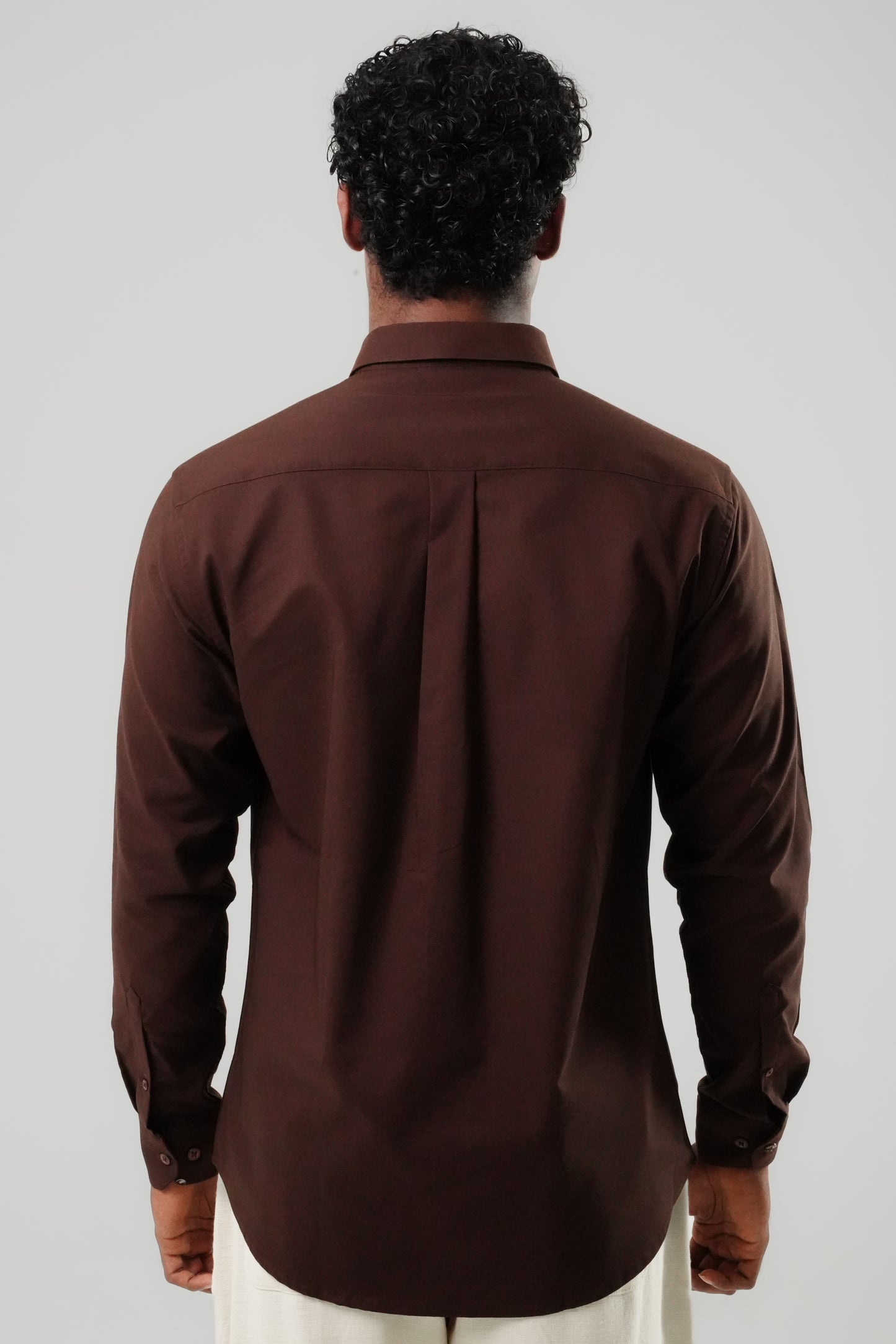 Espresso Brown Poly Lycra Regular Fit Shirt