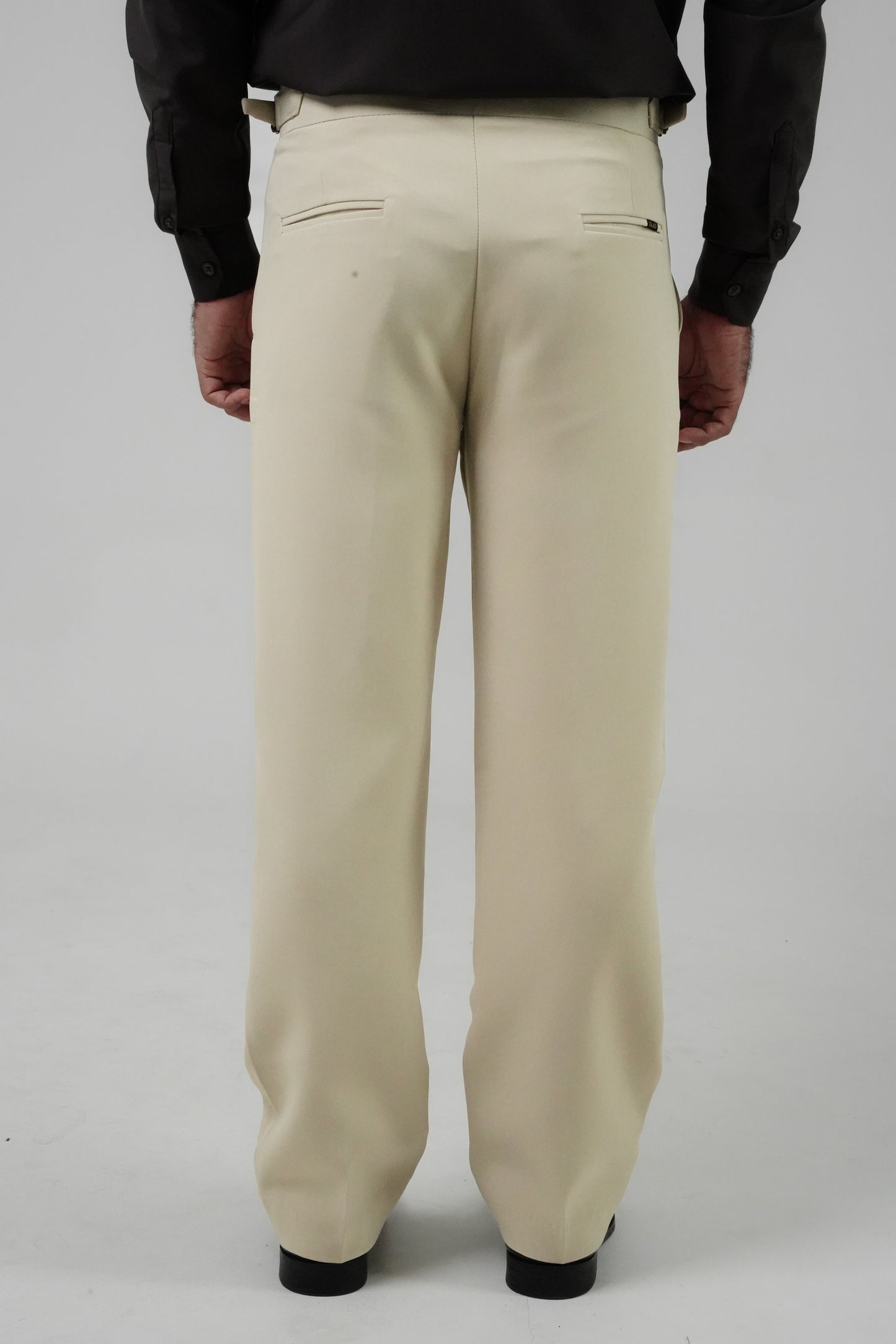 Pleated Light Beige Gurkha Straight fit Trousers