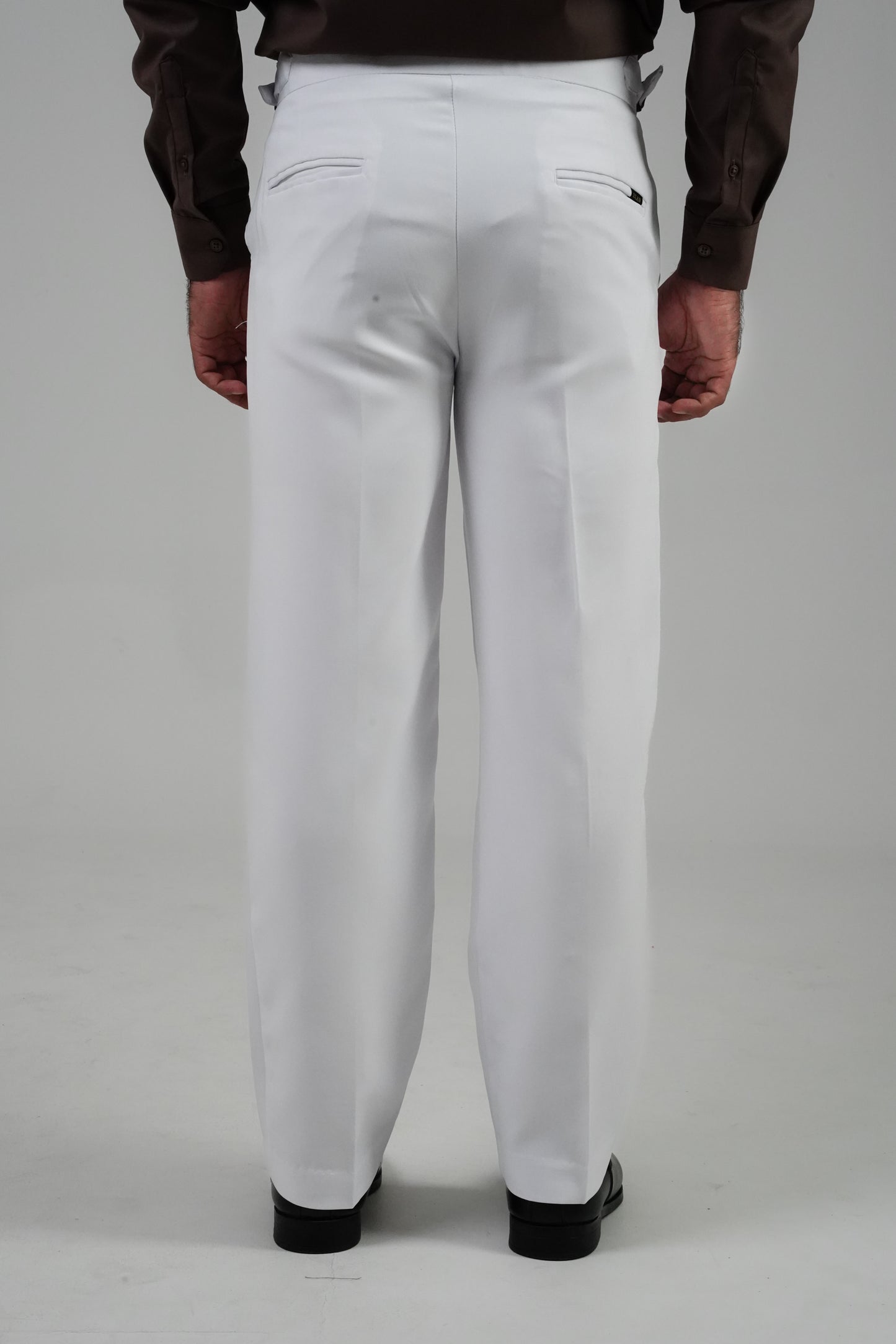 Pleated White Gurkha Straight fit Trousers