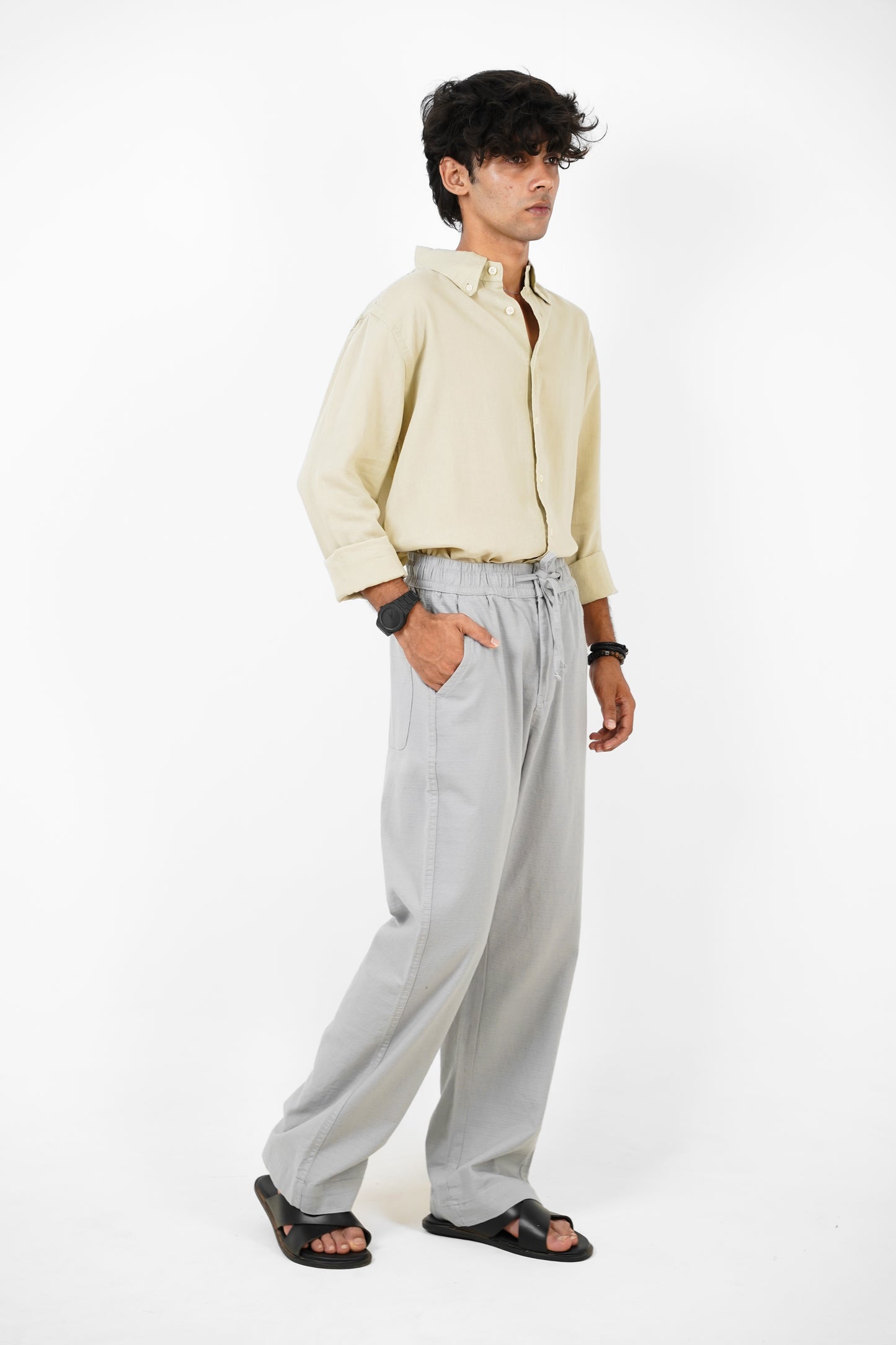 Linen Loose Fit Pant Light Grey
