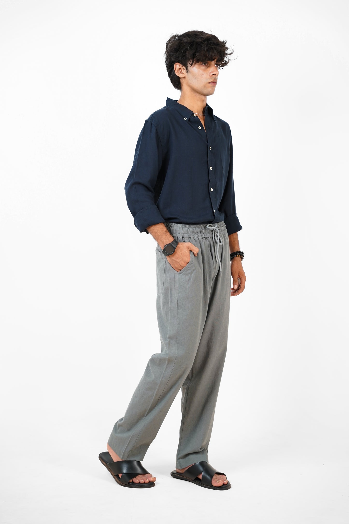 Linen Loose Fit Pant Dark Grey