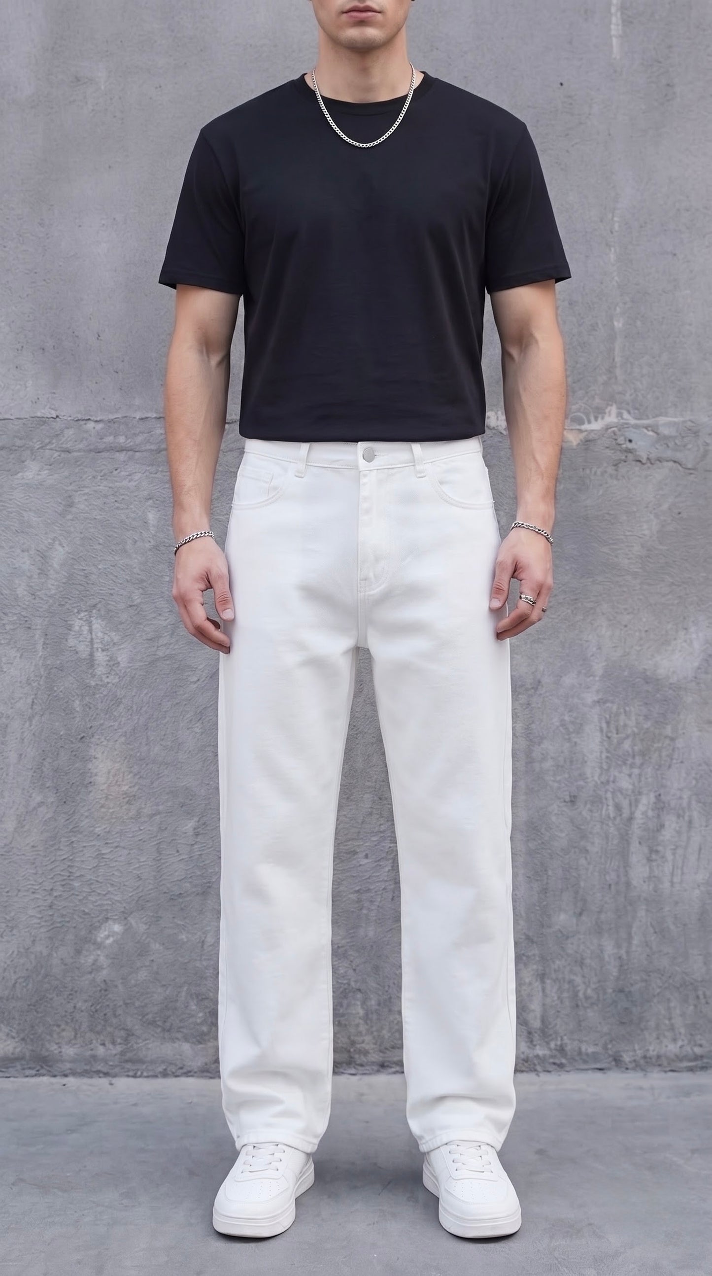 White Straight Fit Denim