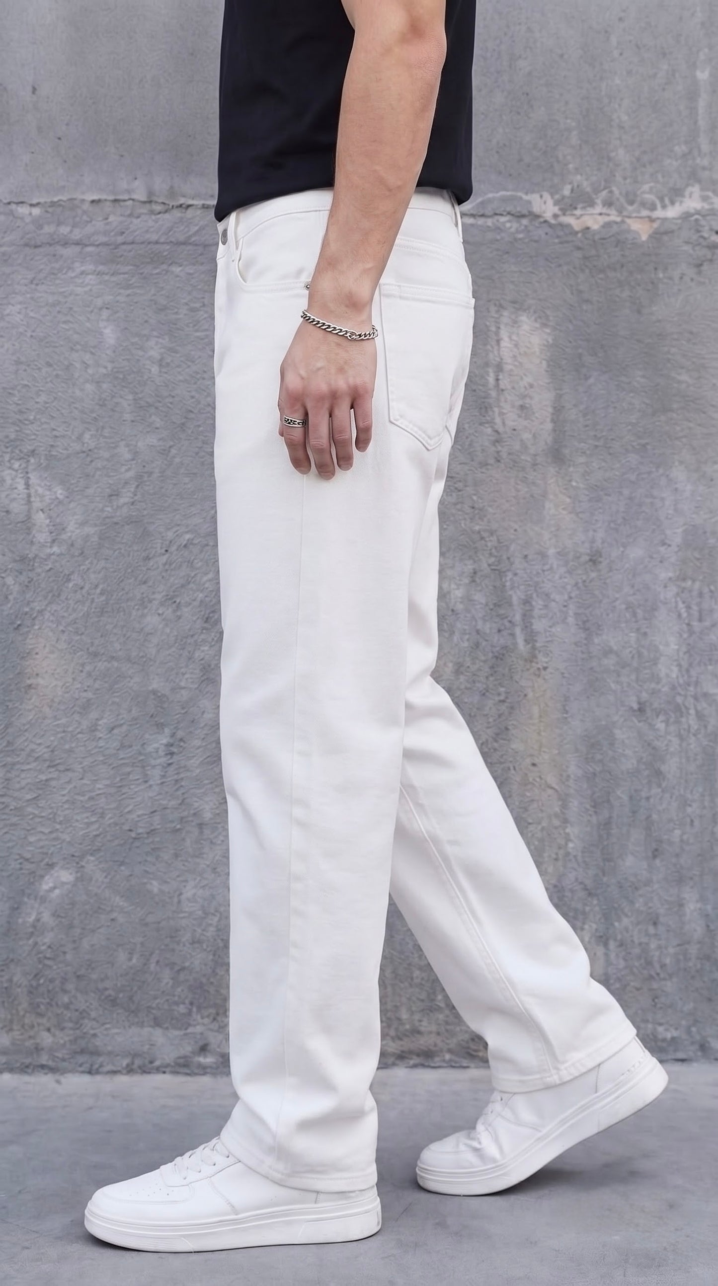 White Straight Fit Denim