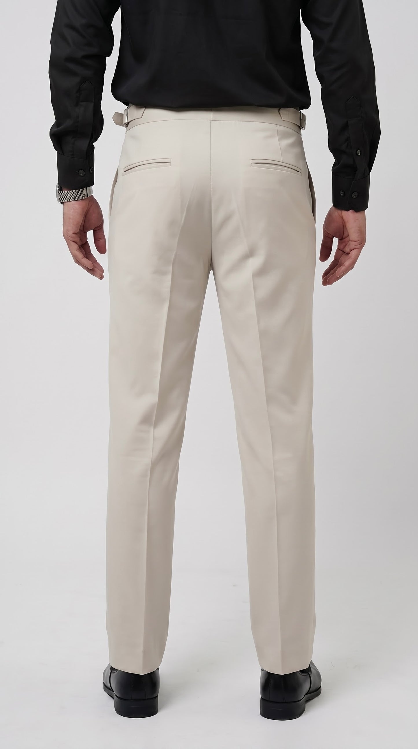 Pleated Ivory Gurkha Straight fit Trousers