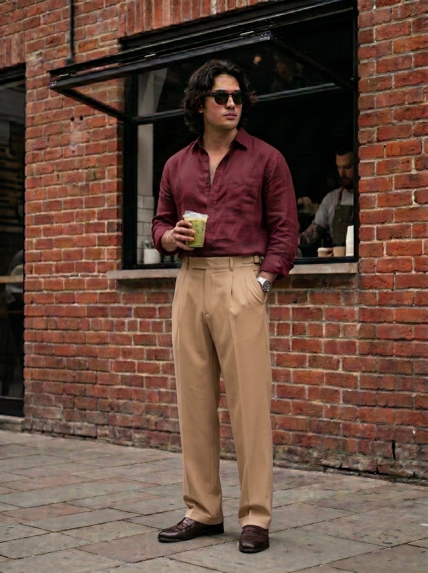 Sand Beige Korean Loose Fit Pants
