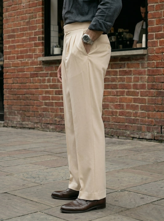 Beige korean loose fit pants