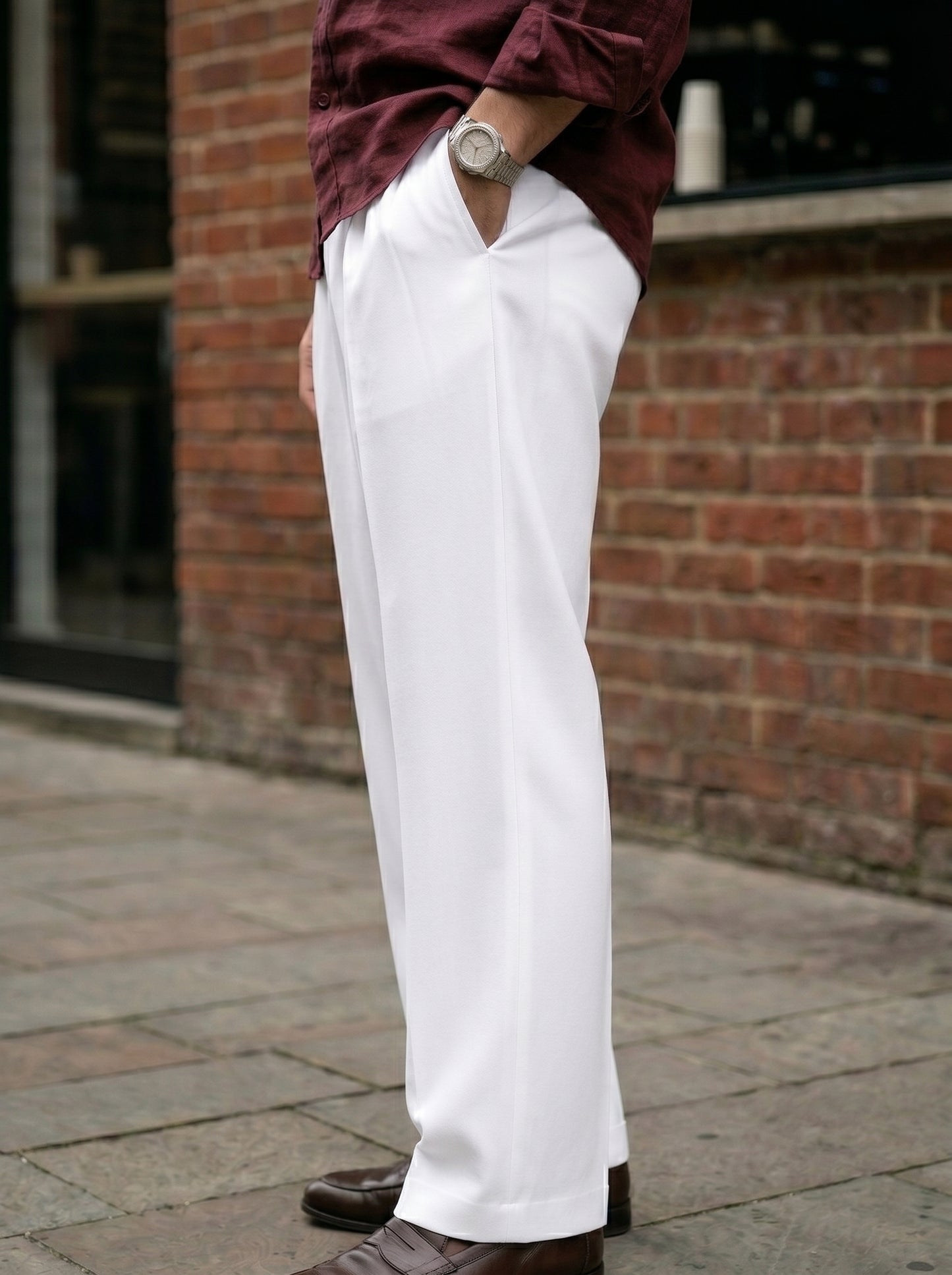 White korean loose fit  pants