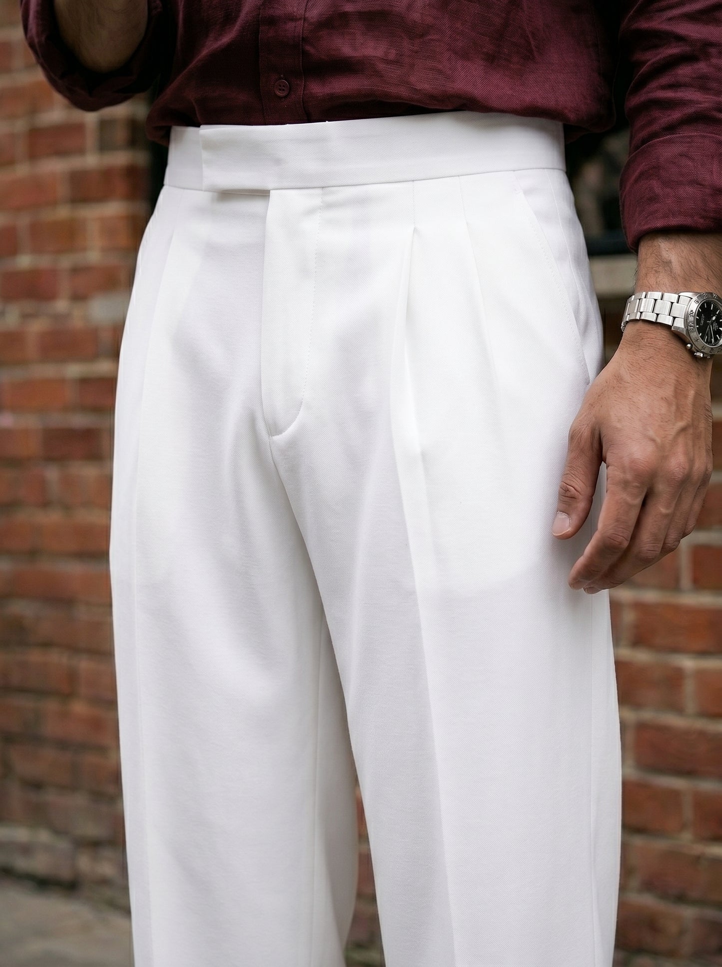White korean loose fit  pants