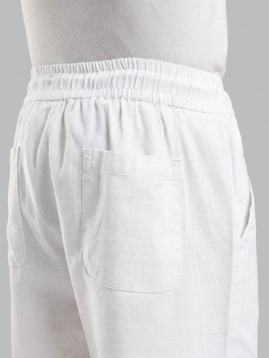 Linen White Straight Fit Pants