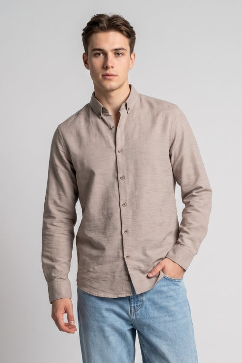 Grey Waffle Regular Fit Shirt