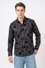 Black Velvet Floral Print Shirt