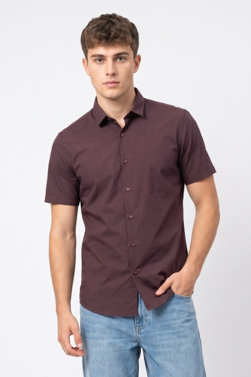 Maroon Regular Fit half sleeve Shirt