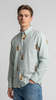 Bottle Embroidered Striped Boxy Fit Shirt - Sage Green