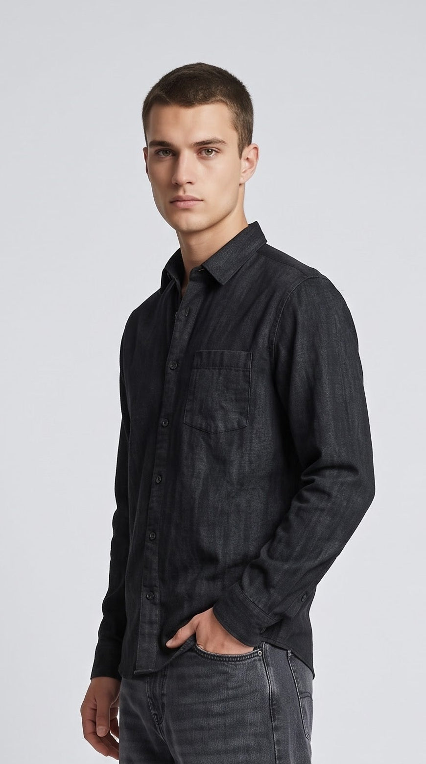 Black Distressed Texture Shirt