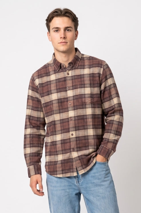 Brown Checks Regular Fit Shirt