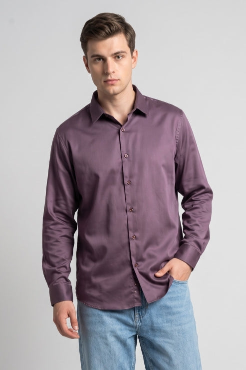 Burgundy Melange Regular Fit Shirt