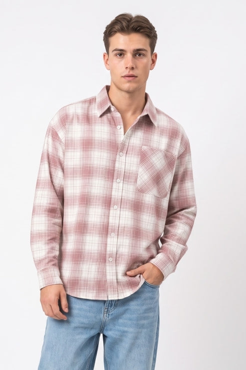 Pink Shade Checks Regular Fit Shirt