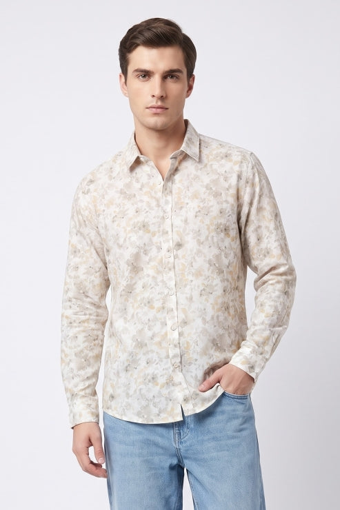 Creative Floral Print Regular Fit Shirt