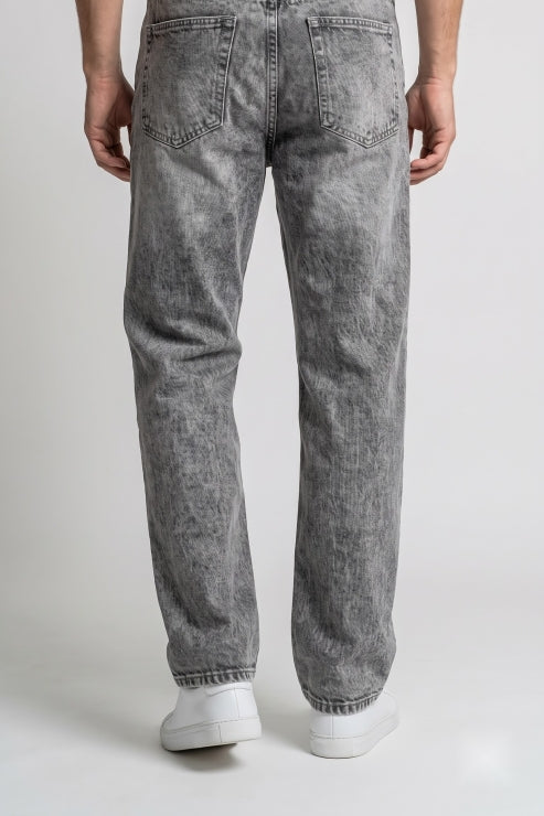 Straight Fit Denim Jeans - Grey Wash