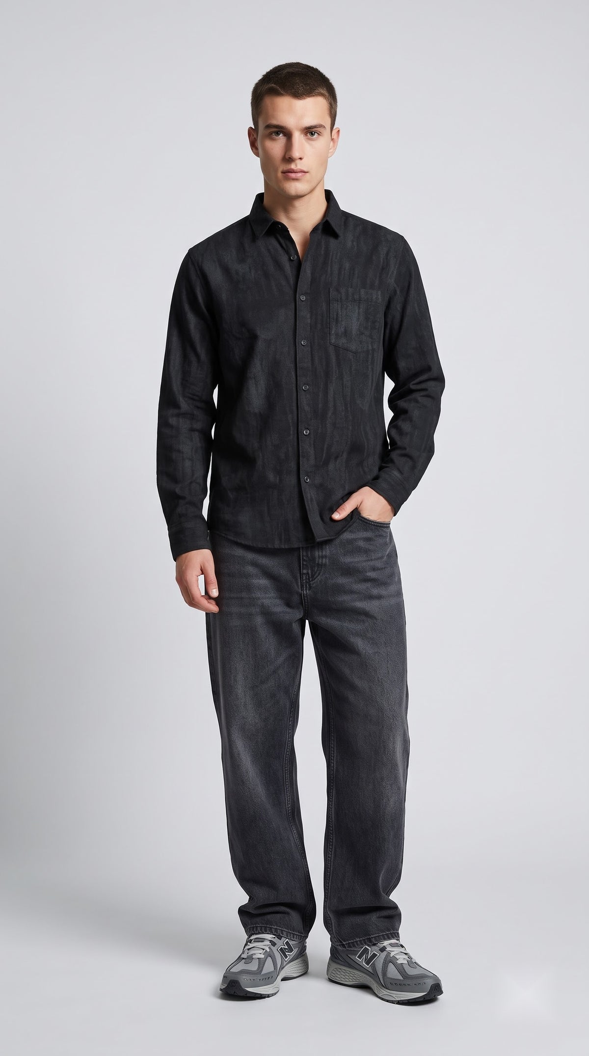 Black Distressed Texture Shirt