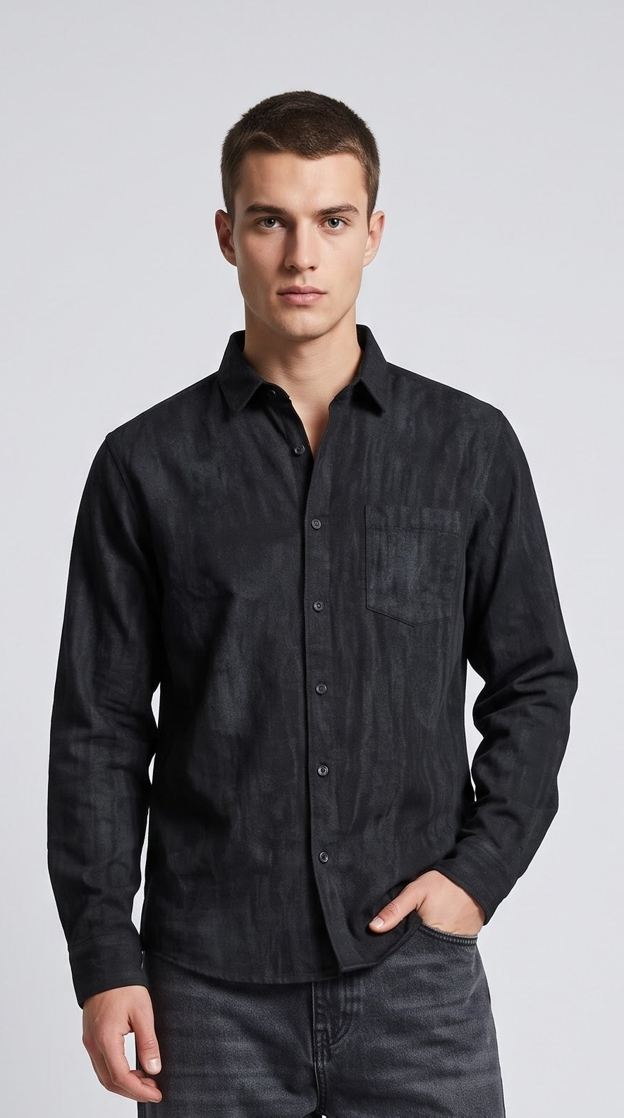 Black Distressed Texture Shirt